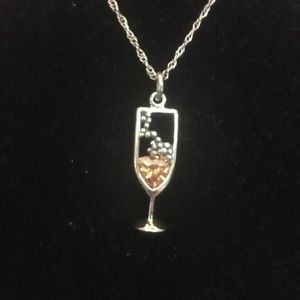 19 inch sterling silver wine cup necklace